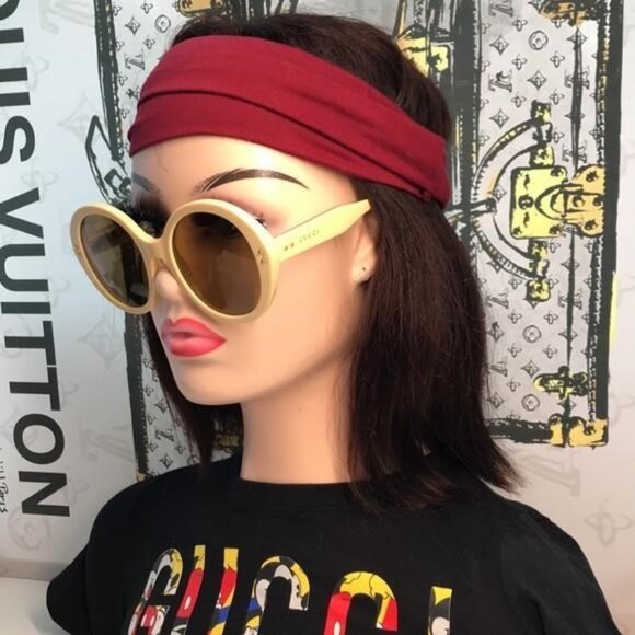 New ✨ Authentic Gucci GG1081S 004 Round Sunglasses – Yellow Frame with Brown Len - Picture 1 of 14